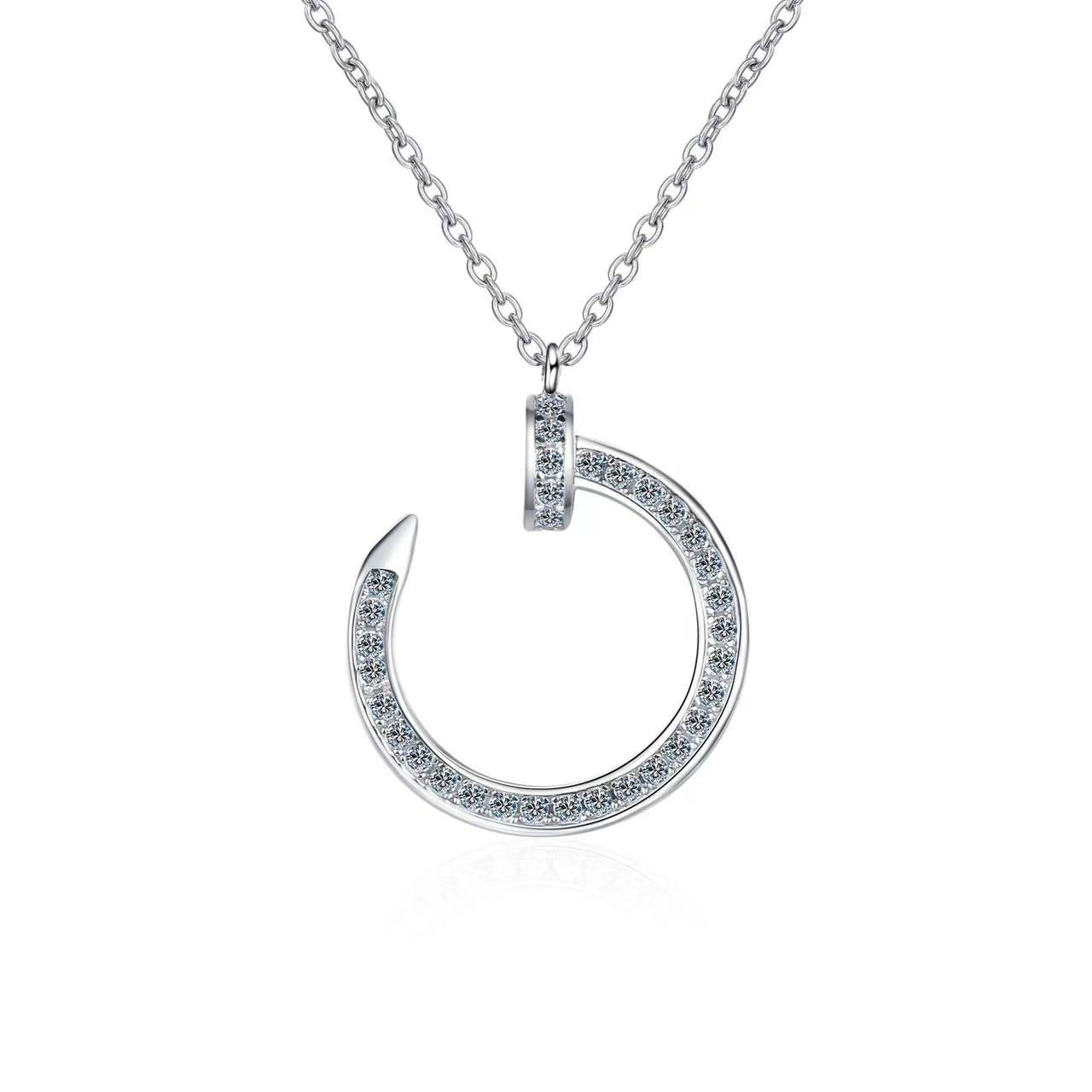 Designed Platinum Plated Silver Moissanite necklace